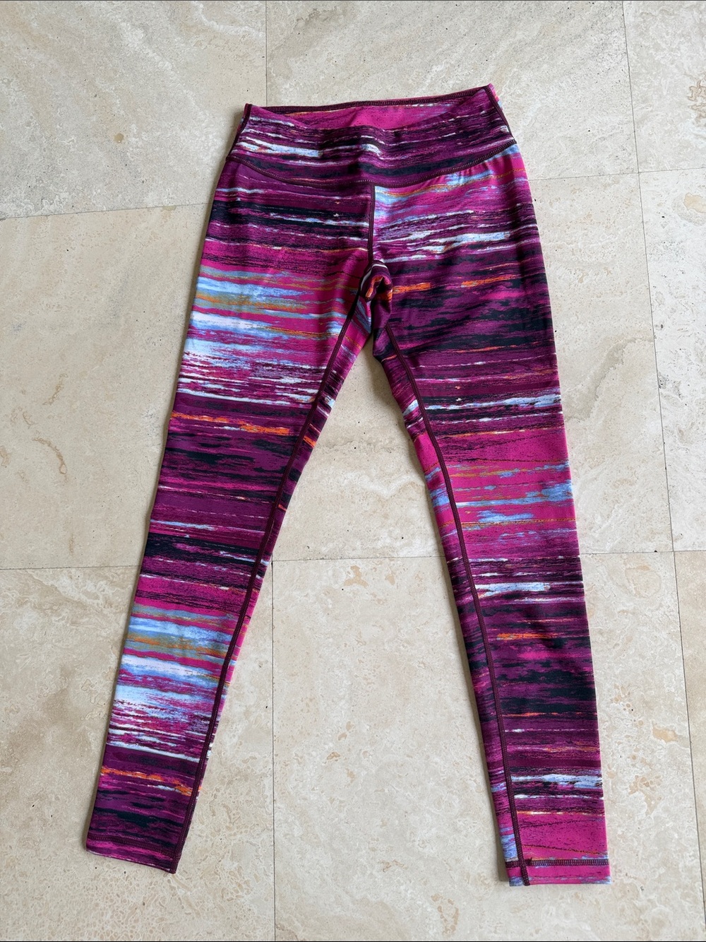Zella Magenta Striped Performance Leggings
